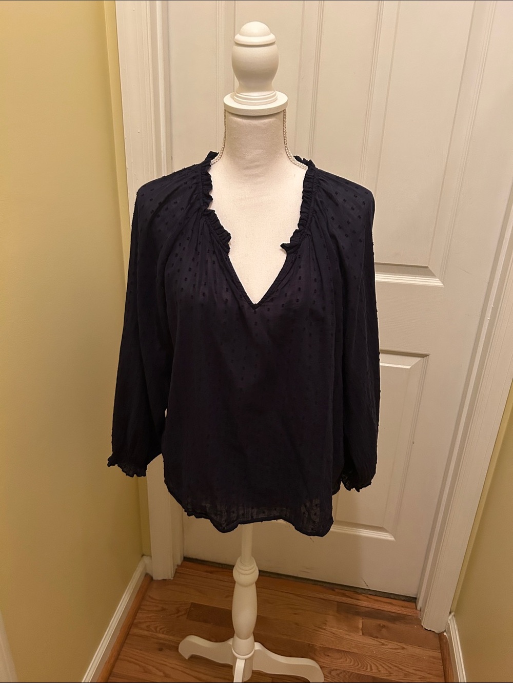 Women’s Navy Blue Peasant Blouse - Brand:j crew large